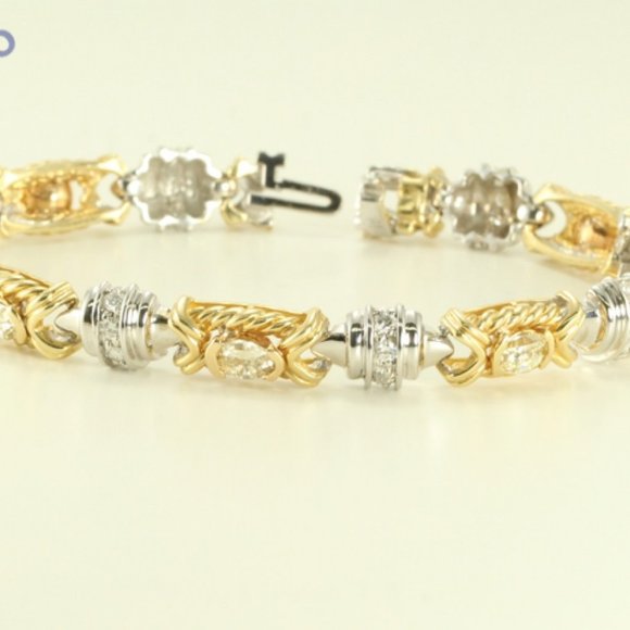 2 Tone Gold Millenial Sunrise Link Bracelet 4.5 Ct I J G H Vs C22000044 - Picture 1 of 5
